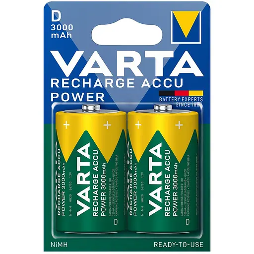 Акумулятор Varta Rechargeable D 3000 mAh 2 шт. (56720101402) - фото 1