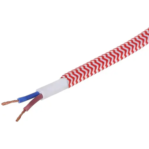 Декоративний кабель Brille IU-2 у тканинному обплетенні 2x0.75 RED/WH (1 м) 42-129 червоно-білий