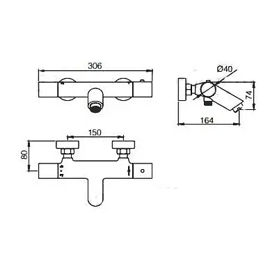 Термостатичний змішувач для ванни Imex Monza з душовим набором чорний матовий BTM039-4NG Чорний матовий - фото 4