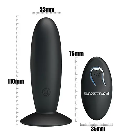 Анальна пробка Pretty Love Remote Control Vibrating 11 см (черный) - фото 5