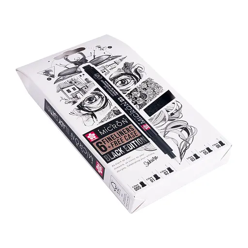 Набор линеров Pigma Micron Black Edition 6 шт.(005-08) Черный Sakura - фото 5