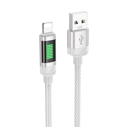 Кабель Hoco U126 с индикатором USB to Lightning 1.2 м grey
