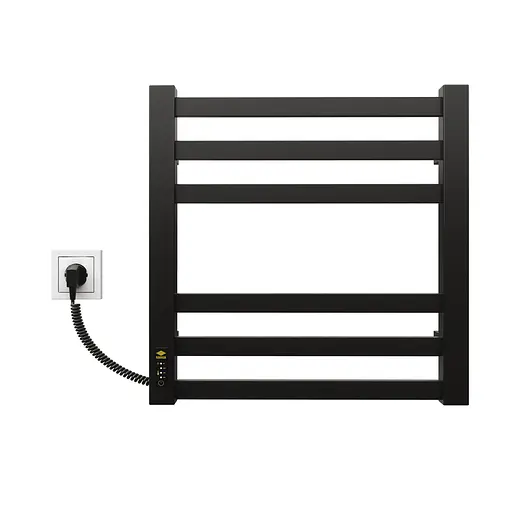Электрический полотенцесушитель Kosser Герда 500x500 EL тайм. черный ДГ01EL, Черный матовый, Левое - фото 2