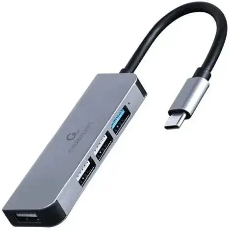 Хаб Usb Cablexpert UHB-CM-U3P1U2P3-01, Grey, Type-C 3.1 - 1xUsb 3.1 / 3xUsb 2.0, кабель 12 см, алюминиевый корпус - фото 1