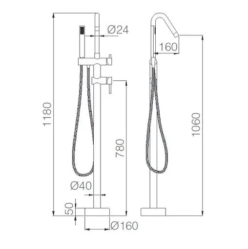 Підлоговий змішувач для ванни Imex Corcega PVD графіт BBECO1/BGM Графіт - фото 4