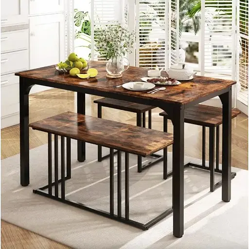 Комплект Costway Decima обеденный стол со стульями в стиле Loft коричневый - фото 2