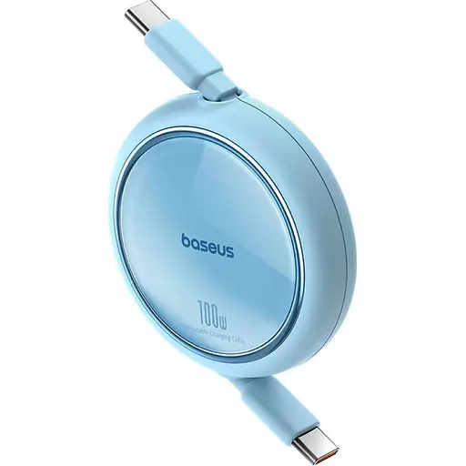 Кабель Baseus Free2Draw Mini Retractable Charging Cable Type-C to Type-C 100W 1 м Galaxy голубой - фото 3