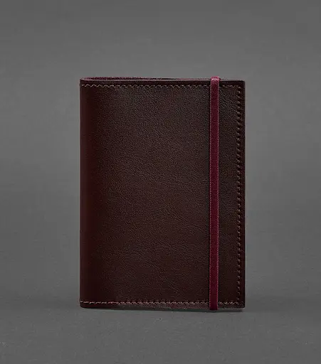 Кожаная обложка для паспорта 1.0 бордовая - фото 1