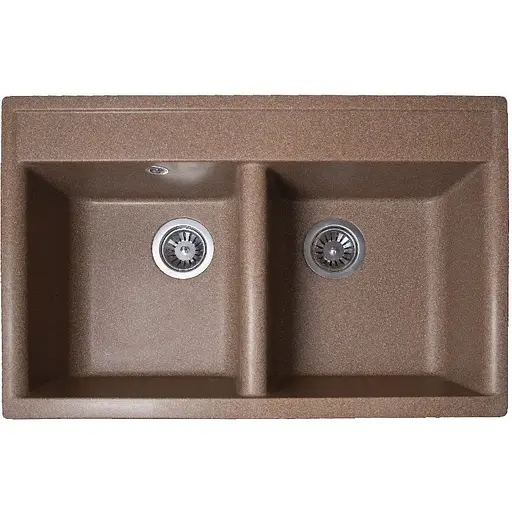 Гранітна кухонна мийка Romzha Valuri 78-2D Teracota (701) з двома чашами - фото 1