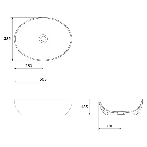 Умывальник на столешницу Cersanit Larga эллипс 50х38 см Антрацит матовый K677-014 30412 - фото 3