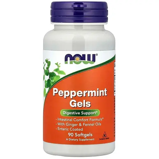 Экстракт перечной мяты NOW Peppermint Gels, 90 капсул для поддержания пищеварения - фото 1