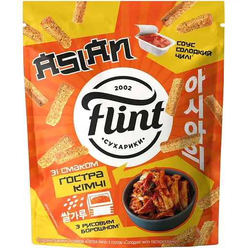 Сухарики Flint Острое кимчи с соусом Сладкий пшеничный чили 60 г + 15 г - фото 1