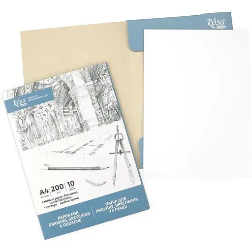 Папка для рисунку та креслення Rosa Studio А4 21х29.7см 200г/м2 10л Дрібне зерно - фото 3
