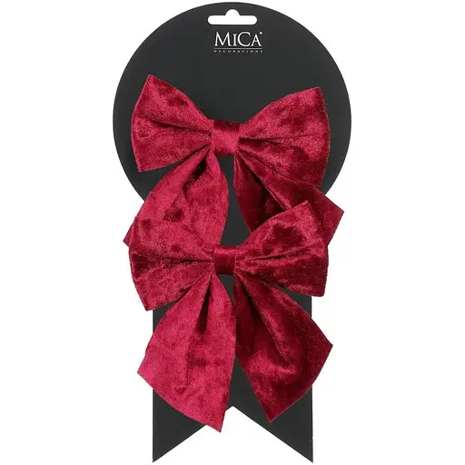 Бант декоративний Mica Decorations 13 см червоний велюр 2 шт. (1181204)