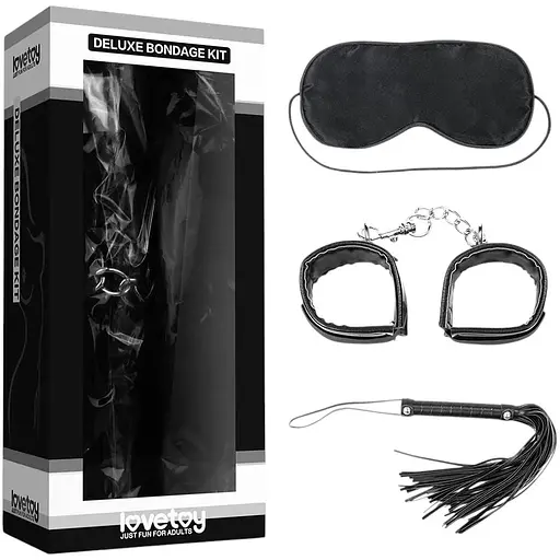 BDSM набір Lovetoy Deluxe Bondage Kit 3 шт. чорний