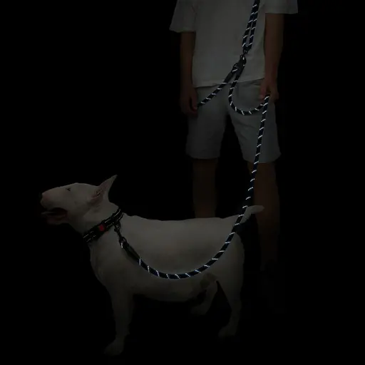 Поводок для собак Barksi Свободные руки светоотражающий 180х0.6 см черно-синий - фото 6