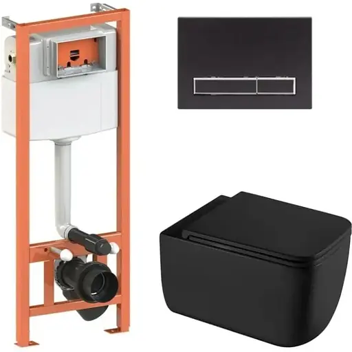 Набір Q-tap Nest 4 в 1 підвісний унітаз Gemini Ultra Quiet 530х365х373 + комплект інсталяції QT2533076EUQMB46175 - фото 1