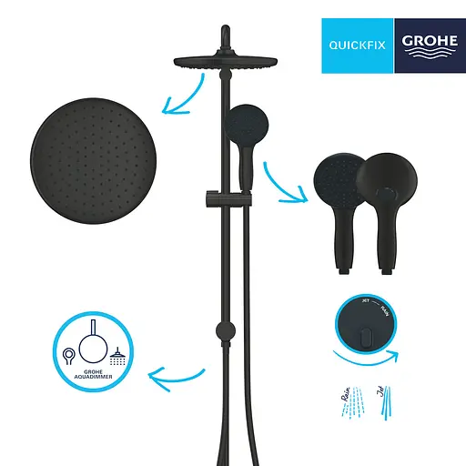 Душова система Grohe QuickFix Vitalio Start 250 266802431, Чорний матовий - фото 7