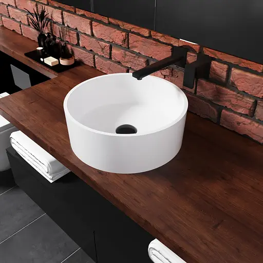 Раковина матова накладна Amidicon Arena 39 з литого каменю ARENA_39_MAT, Білий матовий - фото 6