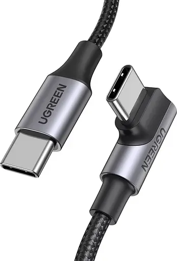 Кабель угловой Ugreen US334 Type-C to Type-C 100W 1 м поворотный 90 градусов - фото 1