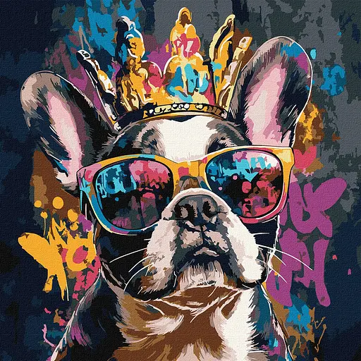 Набор для росписи по номерам Яркий бульдог, Ideyka, 40x40 см, КНО6706