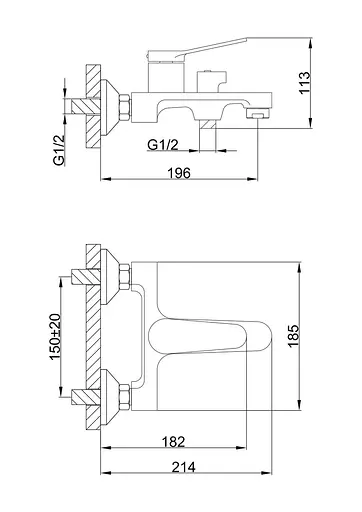F3245 Змішувач для ванни одноричажний короткий литий гусак латунний корпус гайка Ø35 білий/хром Frap 1/10 Білий - фото 8