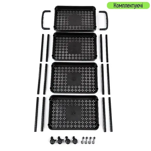 Этажерка Wall Sticker SW-00002108 мобильная четырехъярусная универсальная пластиковая 41х25х101 см черная - фото 4