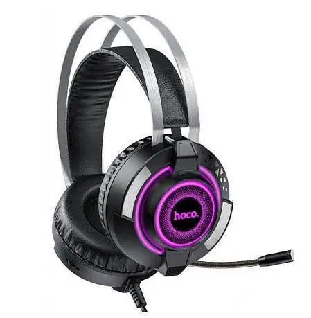 Ігрові стерео навушники Hoco ESD06 з мікрофоном і LED підсвічуванням (Чорний) - фото 3