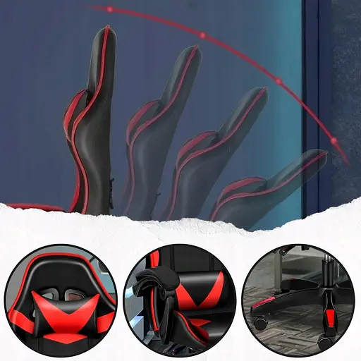 Кресло геймерское PLAYER с подставкой для ног и массажем Red/Black (100001) - фото 10