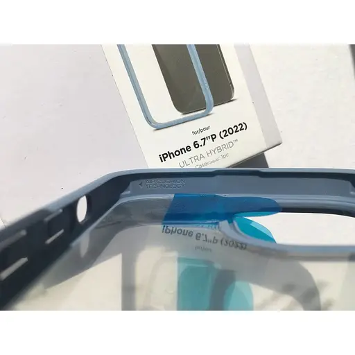 Оригинальный противоударный чехол Spigen Ultra Hybrid для iPhone 14 Pro Max Sierra Blue ACS04820 прозрачный - фото 3