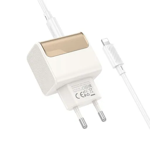 Зарядное устройство Hoco CS71A USB/ Type-C PD QC белый + кабель Type-C to Lightning - фото 3