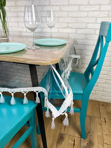 Скатертина силіконова з білою бахромою 200х140 см - фото 8