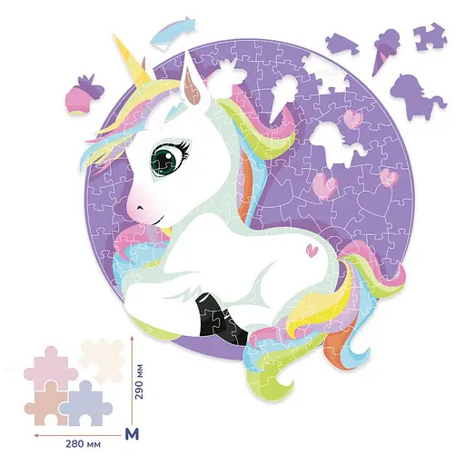Дерев’яний пазл в коробці Єдиноріг в сердечках - фото 2
