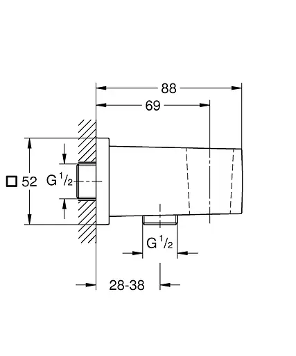 Шланговое подсоединение, с держателем Grohe Eurocube 26370000, Хром - фото 2