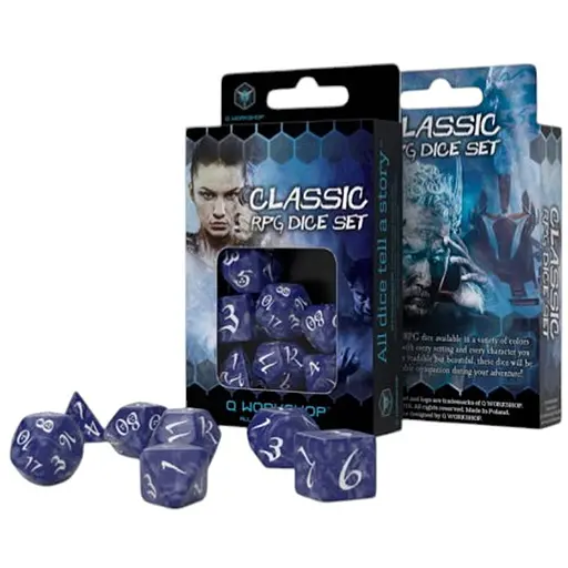 Набір кубиків Classic RPG Cobalt & white Dice Set , 7 шт. (SCLE12) - фото 1