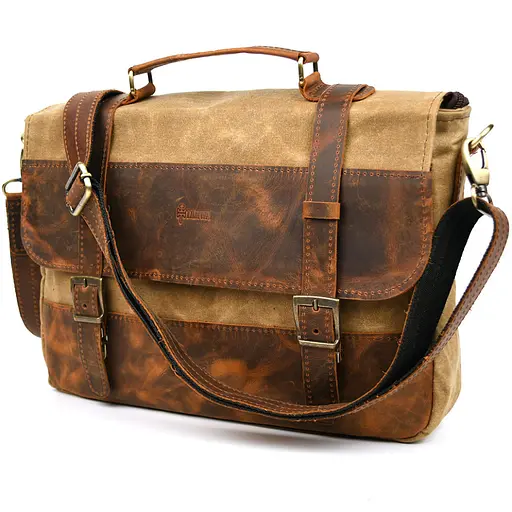 Чоловічий портфель з канвасу та шкіри наппа TARWA 36х27х10 см sum0028420 - фото 1