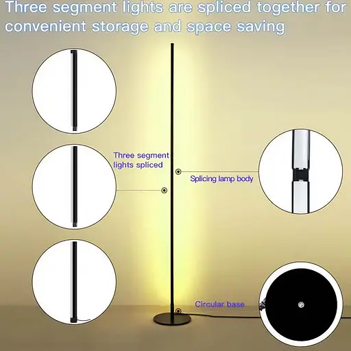 Підлогова кутова LED лампа RGB SAL-005B 160cm Bluetooth USB with app Black - фото 4