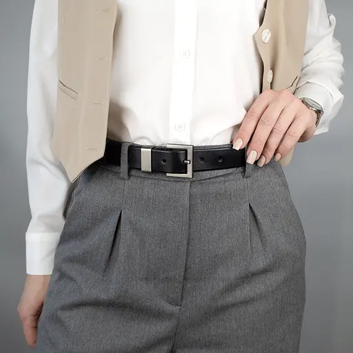 Ремень женский кожаный JK-3023 под брюки черный (105 см) - фото 2