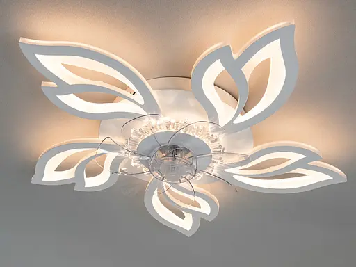 Унікальна стельова світлодіодна люстра вентилятор з пультом, 95W, біла - фото 2