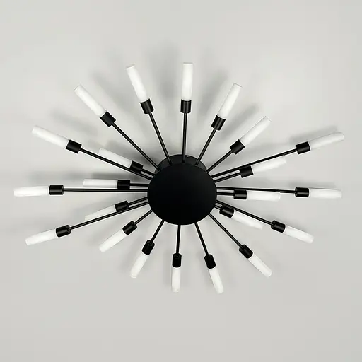 Потолочная черная люстра в форме солнечной вспышки на 22 плафона G4 Ø 90х70 см | Line F | Ст. 1279/22 BK - фото 1