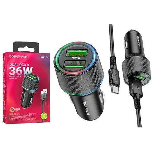 Зарядное устройство Borofone BZ21A Type-C QC3.0 36W 2 x USB/3.0 A
