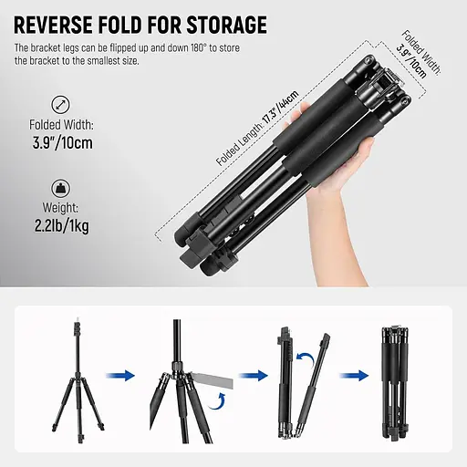 NEEWER ST195 - Подставка для фотосвета, 1,5-6,4 фута/18,5-76,8 дюйма, алюминиевый двусторонний осветительный штатив для студии - фото 3