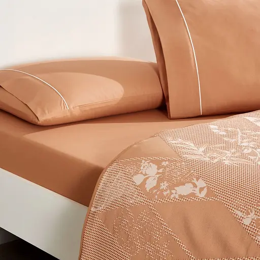 Постельное белье с жаккардовым покрывалом-пике Flava Kiremit / простыня на резинке Tac pbe0051420 - фото 3