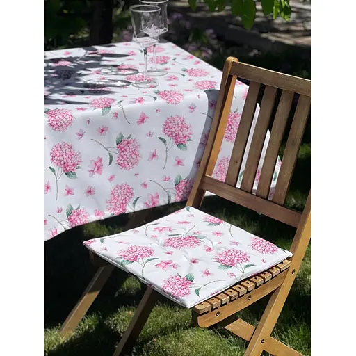 Водоотталкивающая подушка для стула с 3D принтом Гортензия 40х40 см розовая 2 шт. - фото 2