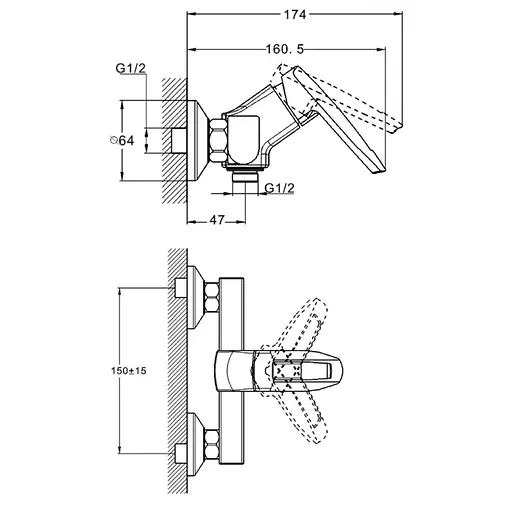Смеситель для душа Wezer NOF5 Хром - фото 2