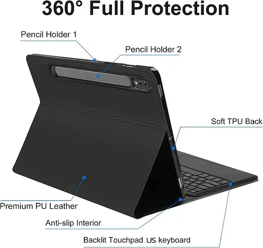 Чохол для клавіатури FOGARI Samsung Galaxy Tab S8 Ultra 14,6'' | Клавіатура трекпада з 7-колірним підсвічуванням для Samsung - фото 2