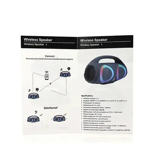 Портативная Вluetooth колонка Boombox 2 B15/ 8172 Бумбокс RGB‑подсветка 1800 mAh 2х5 Вт microSD Вlack - фото 5