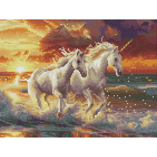 Алмазна мозаїка Єдинороги на узбережжі RDBS7023, 30 x 40