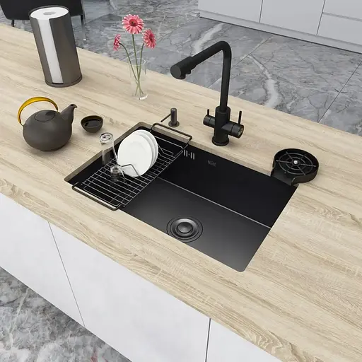 Черная мойка для кухни Nett NB-6845 из нержавейки с PVD покрытием - фото 9