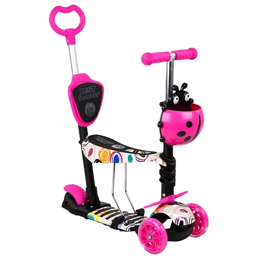 Самокат дитячий 5 в 1 Best Scooter 63-72х54х14 см Рожевий 000255078